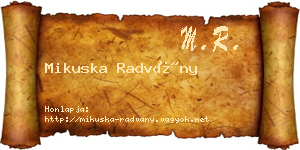 Mikuska Radvány névjegykártya